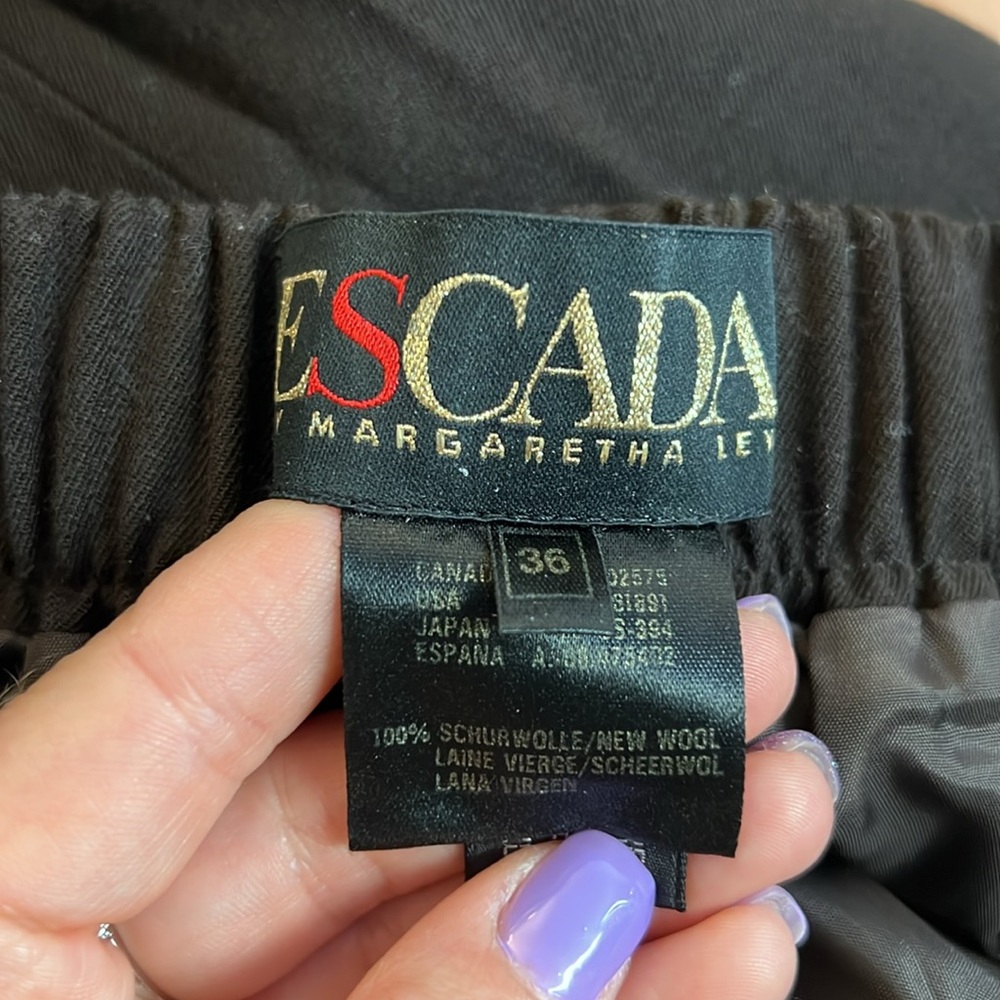 Vintage Escada Brown Elastic Waist Wool Midi‎ Skirt- S - Picture 4 of 4